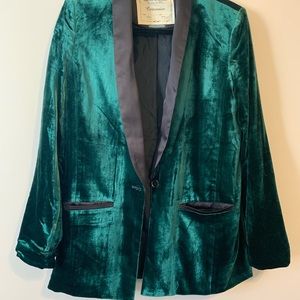 Anthropologie Cartonnier Green Velvet Blazer